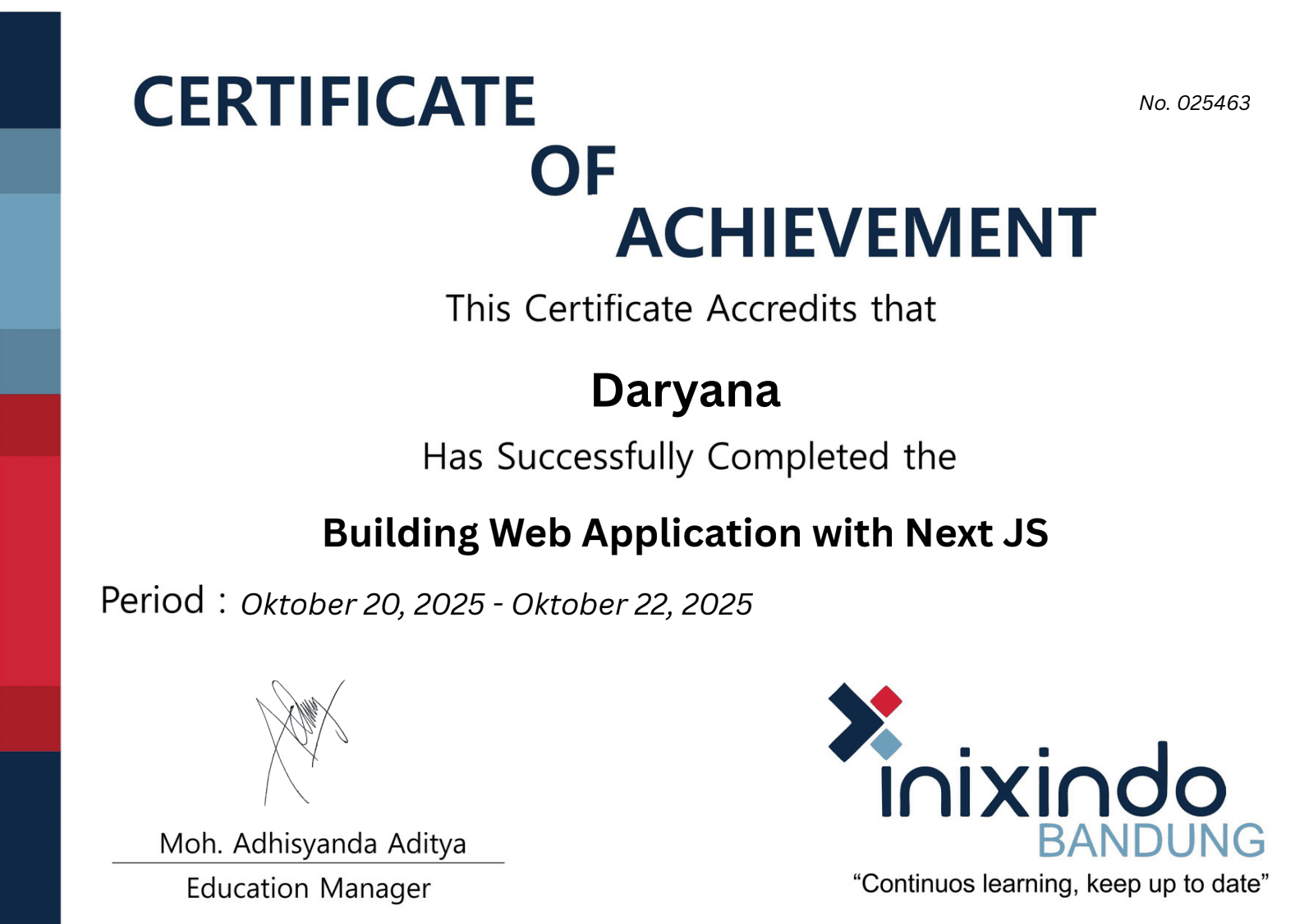 Web Development Training Certificate